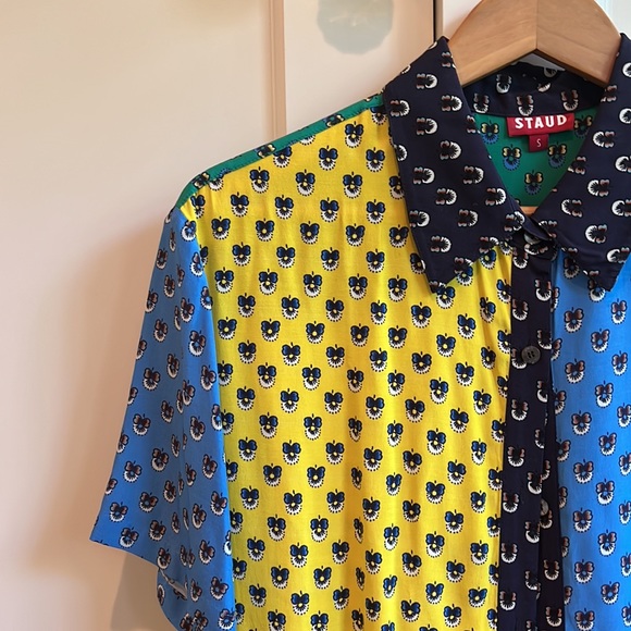 STAUD Pallas Top, Size S, Color Blocked Calico Print - Picture 5 of 10